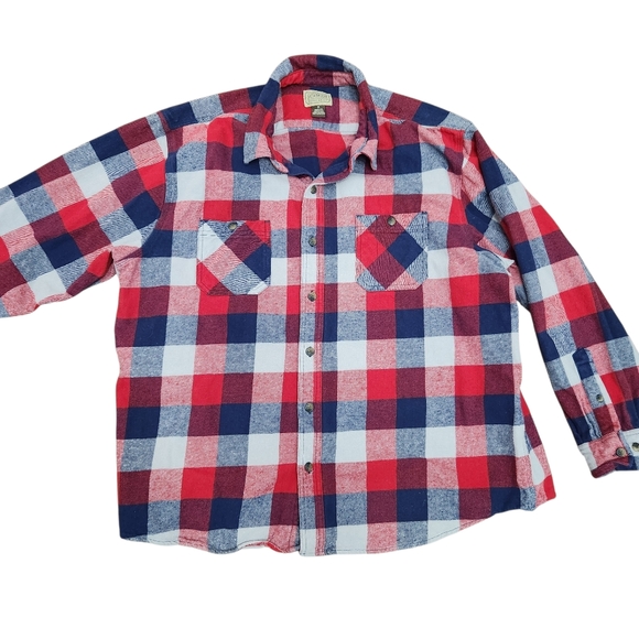 CE Schmidt Workwear Flannel Shirt Mens 2X Blue Red Gray Plaid Thick 100% Cotton - Picture 9 of 9